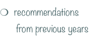 m  recommendations        from previous years