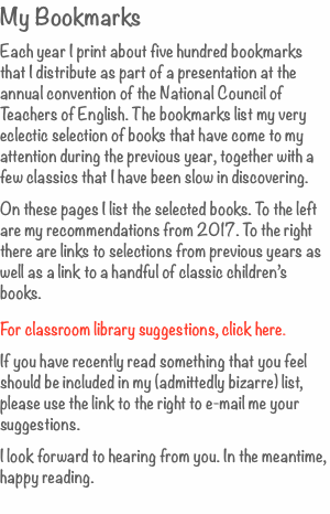 My Bookmarks  Each year I print about five hundred bookmarks th