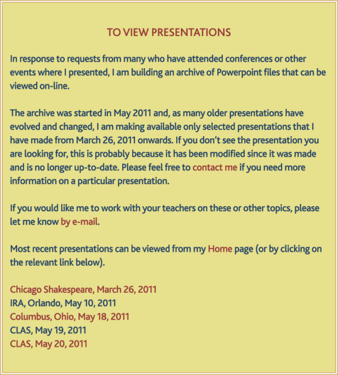 TO VIEW PRESENTATIONS  In response to requests from many who ha