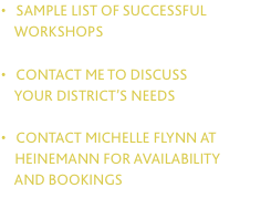 &bull;   sample list of successful      workshops  &bull;   