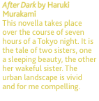 After Dark by Haruki Murakami This novella takes place over the