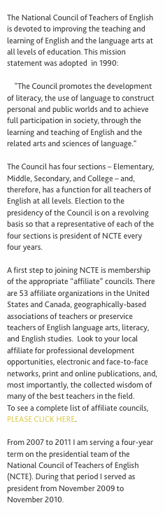  The National Council of Teachers of English is devoted to impr