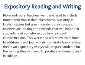 Expository Reading and Writing  More and more, teachers want an