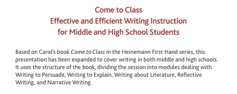 Come to Class Effective and Efficient Writing Instruction  for 